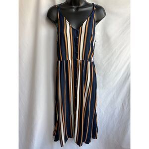 Roxy Blue Sunset Beauty Tank Top Macy Stripe Midi Dress Size S Lagenlook Beachy